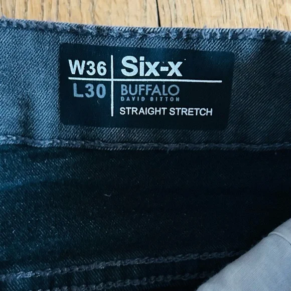 NWT Buffalo David Bitton Men's Grey Sanded Six-X Straight Stretch Jeans 36x30 - Picture 7 of 11